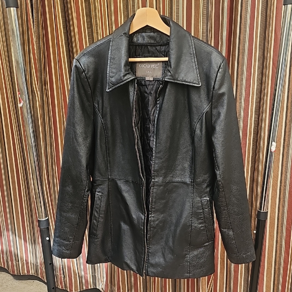 Oscar Piel  Black Leather Jacket
